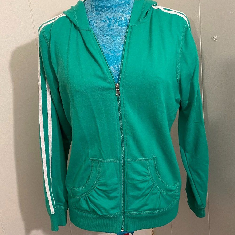 Made For Life Hooded Stripped Sleeve Womens Top Size Petite Medium